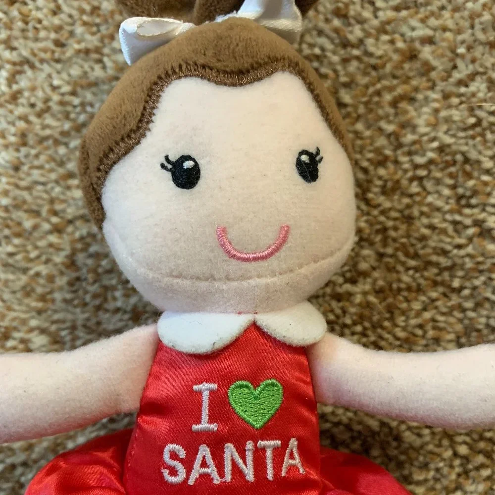 I Love Santa girl doll ornament